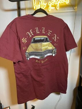 Sullen art  Maroon Short Sleeve Tee with Small Chest Graphic